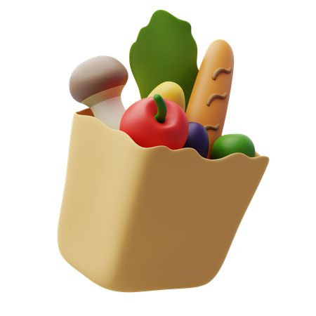 Vegetable Paper Bag  3D Icon