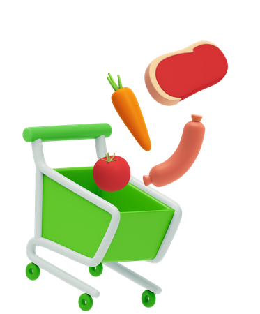 Vegetables Shopping 3D Illustration