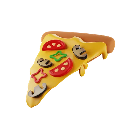 3 D Rendering Of A Vegetarian Pizza With Mushrooms Slice 3D Icon