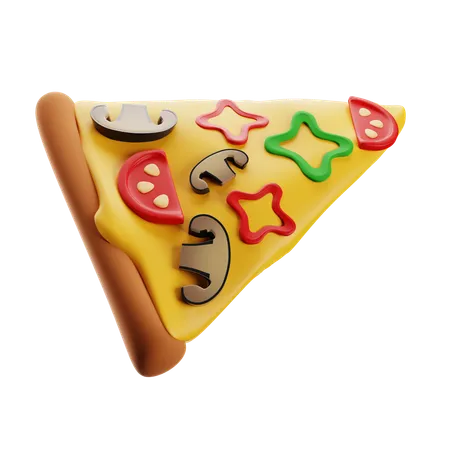 3 D Rendering Of A Pizza Slice With Mushrooms And Paprika Vegetarian Pizza 3D Icon