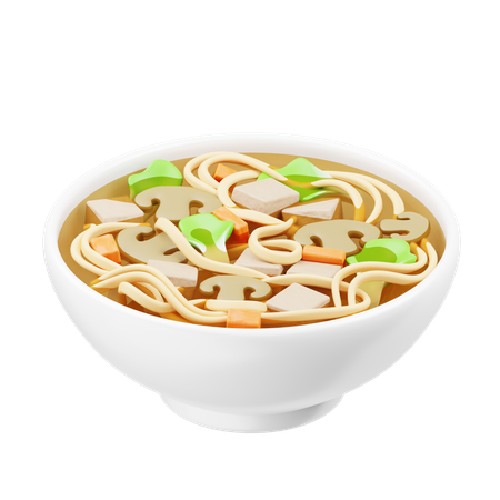 Sopa vegetariana de macarrão udon  3D Icon