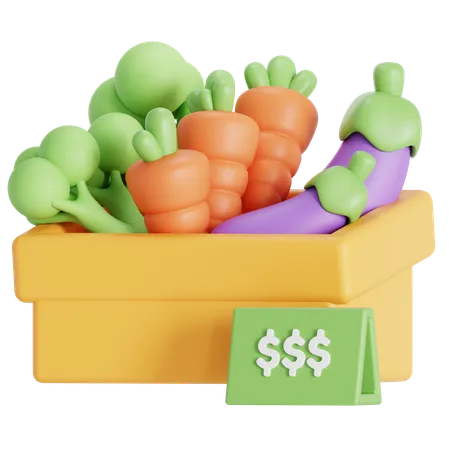 Veggies Basket Price 3D Icon