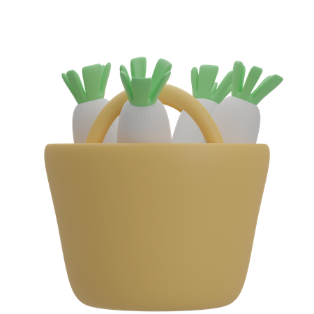 Veggies Bucket  3D Illustration