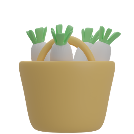 Veggies Bucket 3D Illustration