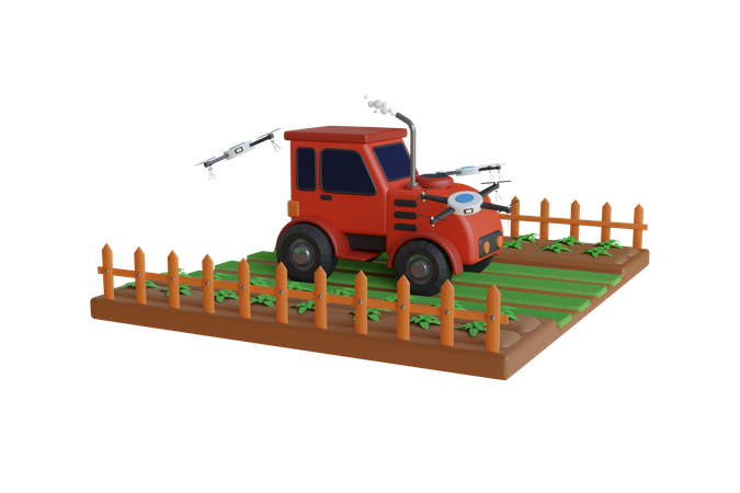 Véhicule agricole intelligent  3D Illustration