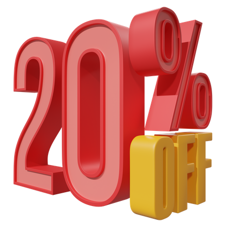 Veinte por ciento de descuento  3D Icon