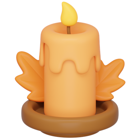 Vela con hojas de otoño  3D Icon