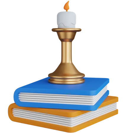 Vela en libros  3D Icon