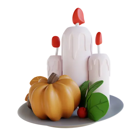 Velas de abóbora e cereja  3D Icon