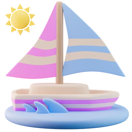 Barco a vela  3D Icon