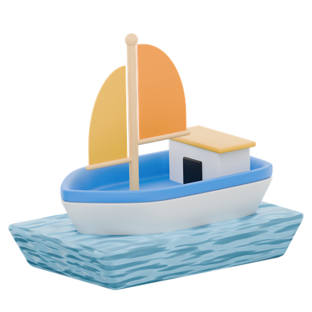 Velero con olas  3D Icon