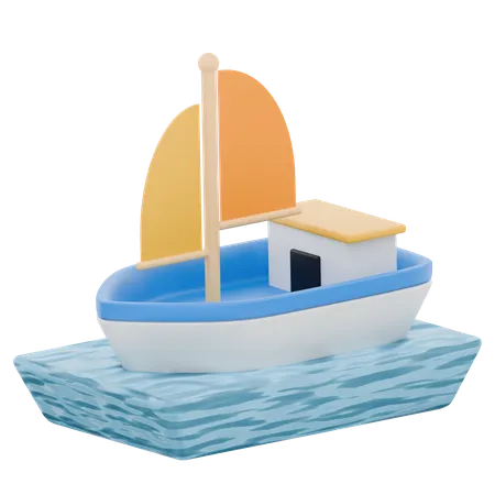 Velero con olas  3D Icon