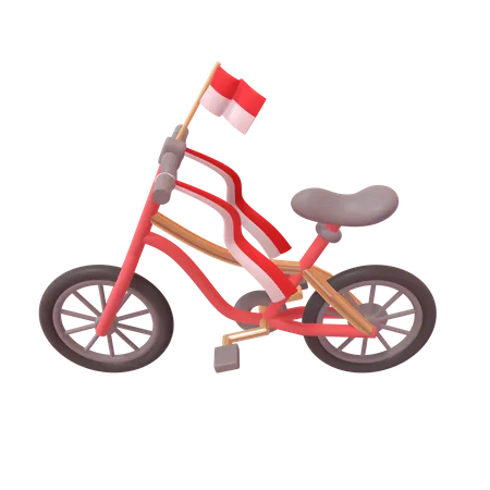 Vélo avec drapeau indonésien  3D Icon