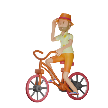 Touriste, faire du vélo  3D Illustration