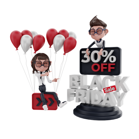 Promoção de 30 por cento na Black Friday  3D Illustration
