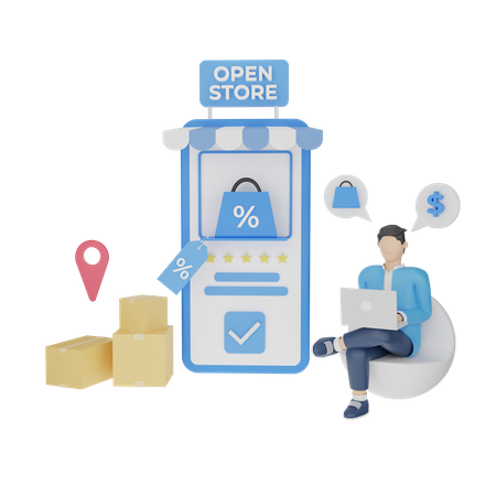 Venda de compras on-line  3D Icon