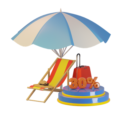 Promoção de verão de 30 por cento  3D Illustration