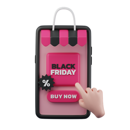 Icône 3d de shopping en ligne Black Friday  3D Icon