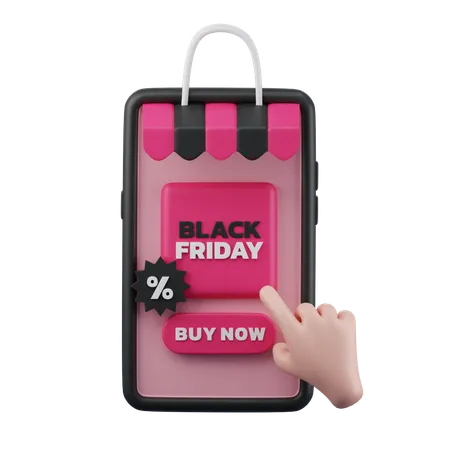 Icône 3d de shopping en ligne Black Friday  3D Icon