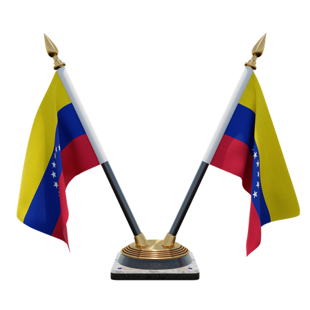 Venezuela Double Desk Flag Stand  3D Flag