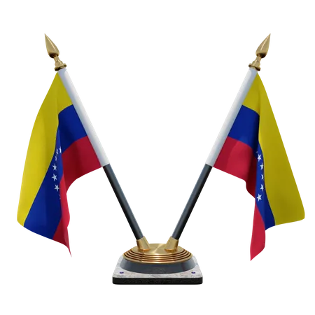 Venezuela Double Desk Flag Stand  3D Flag