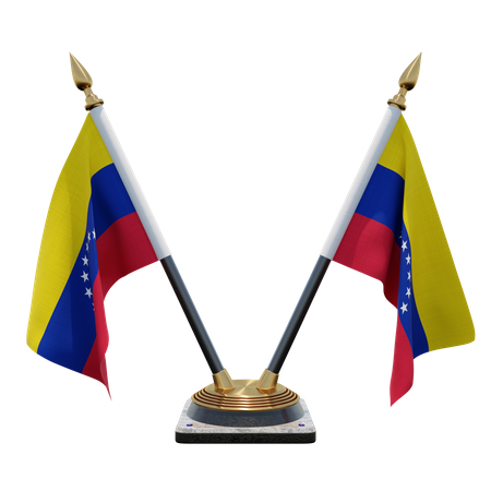 Venezuela Double Desk Flag Stand 3D Illustration