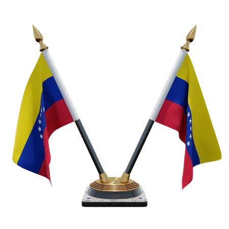 Venezuela Double (V) Desk Flag Stand 3D Icon