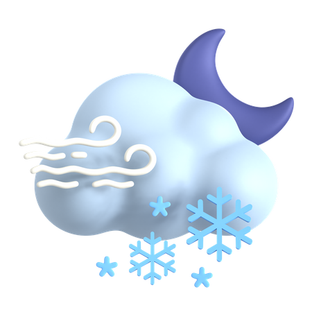 Vent de neige nuageux la nuit  3D Icon