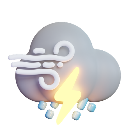 Pluie éclair venteuse  3D Icon