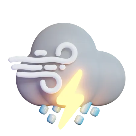 Pluie éclair venteuse  3D Icon