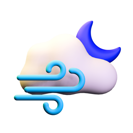 Vent nuageux nuit météo  3D Icon