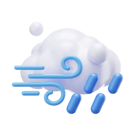 Pluie venteuse  3D Icon