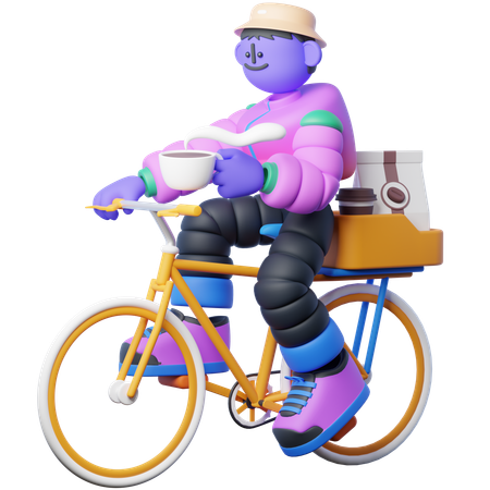 Venta de café con bicicleta  3D Icon