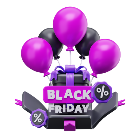 Venta de viernes negro de globos  3D Icon