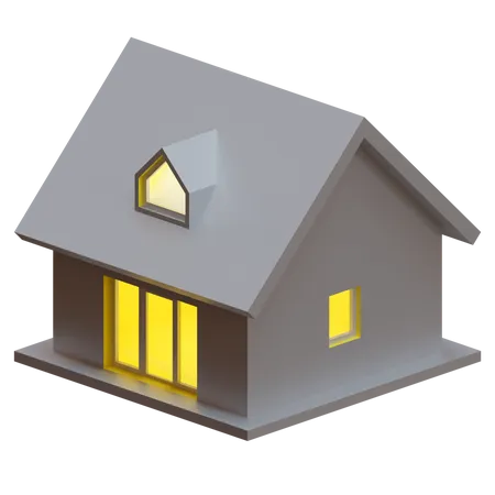 Casa con techo de ventana  3D Illustration