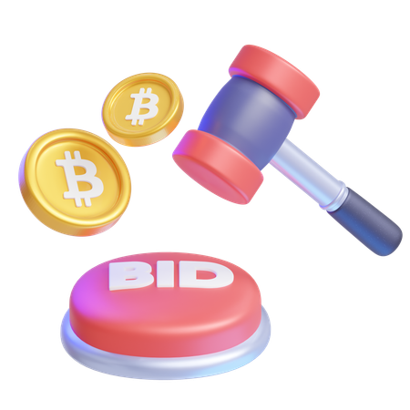 Enchères de bitcoins  3D Icon
