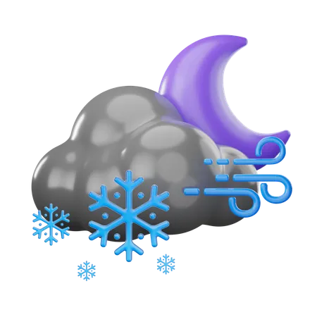 Nuit de neige venteuse  3D Icon