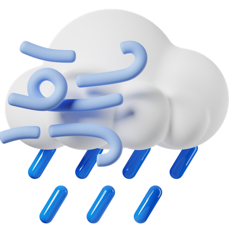 Venteux et forte pluie  3D Icon