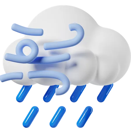 Venteux et forte pluie  3D Icon