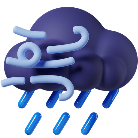 Venteux et forte pluie  3D Icon