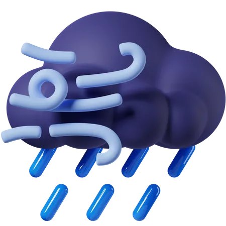 Venteux et forte pluie  3D Icon