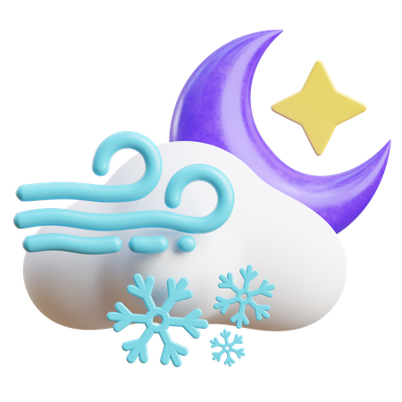 Nuit de neige venteuse  3D Icon