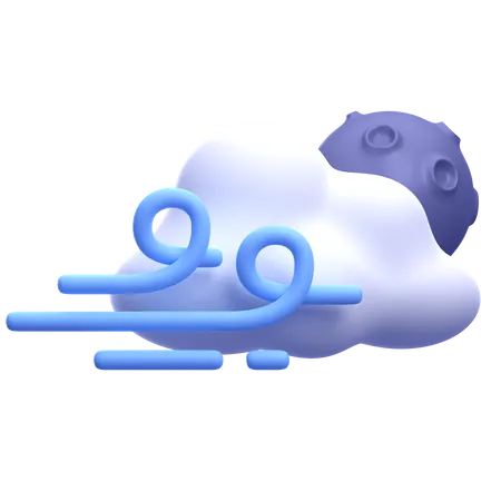 Venteux et nuageux, nuit  3D Icon