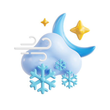 Nuage de neige nuit venteuse  3D Icon
