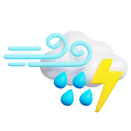 Pluie venteuse  3D Icon