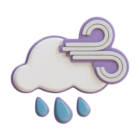 Pluie venteuse  3D Icon