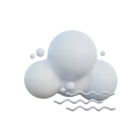 Nublado con viento  3D Icon