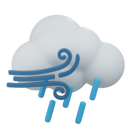 Chuva nublada ventosa  3D Icon