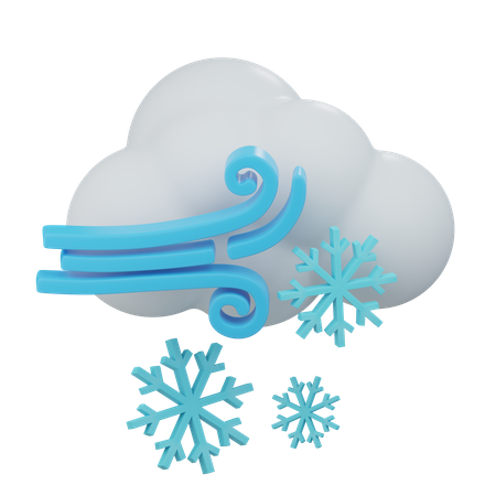 Neve nublada e ventosa  3D Icon
