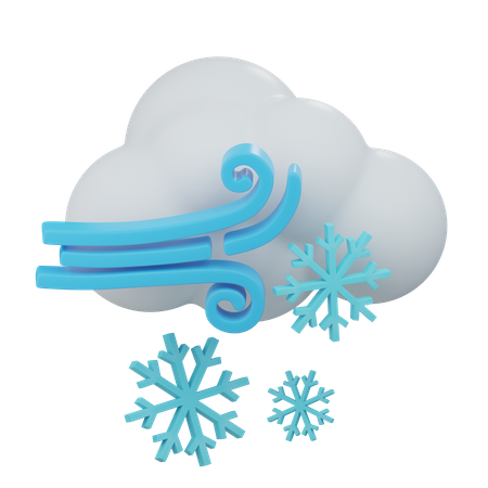 Ventoso nublado nieve  3D Icon